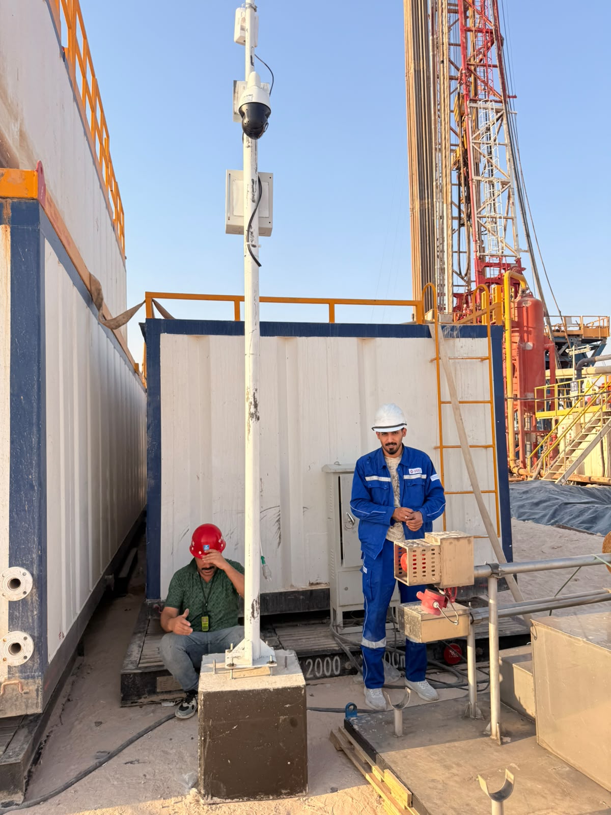 Industrial surveillance and thermal camera installation at an oil site