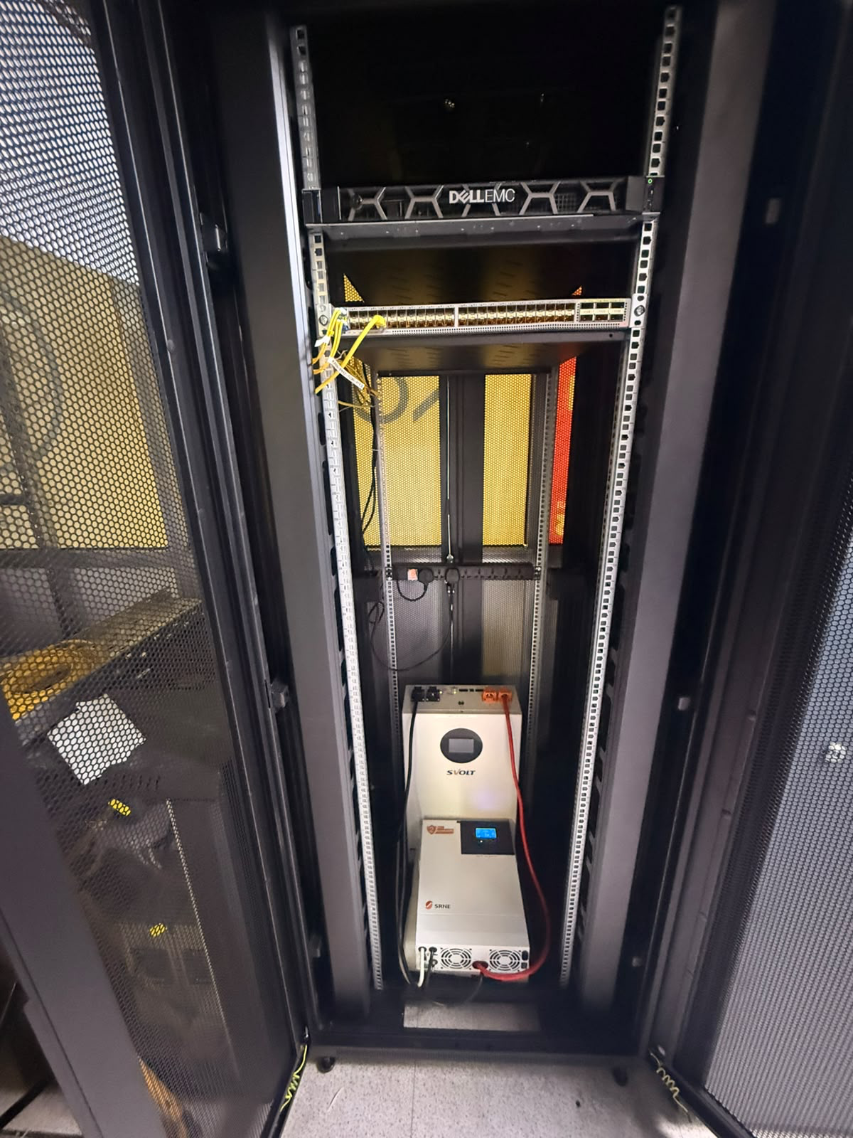 Network rack with switching and backup power equipment